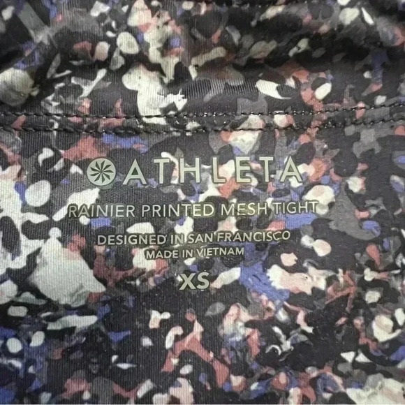 Athleta Rainer Printed Mesh Tight Leggings Purple Women Size XS Gym Active. - Picture 4 of 16